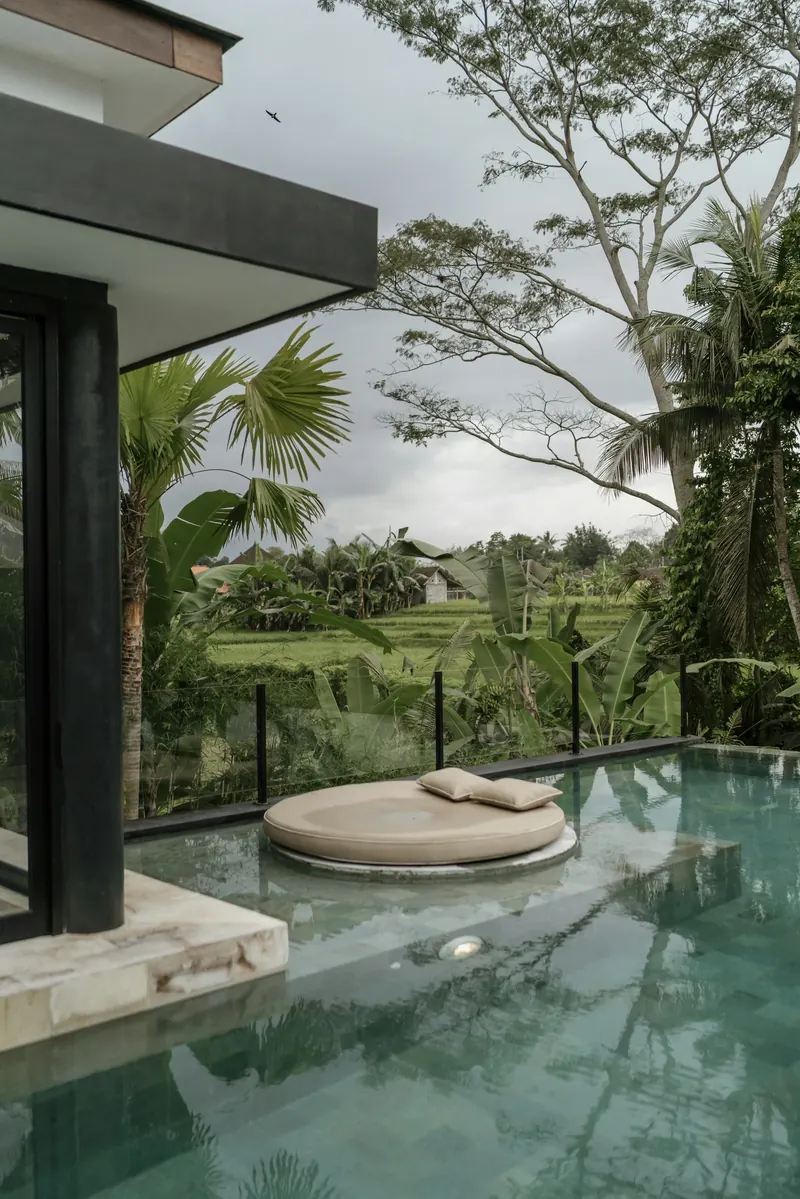 Infinity pool overlooking Bali greenery