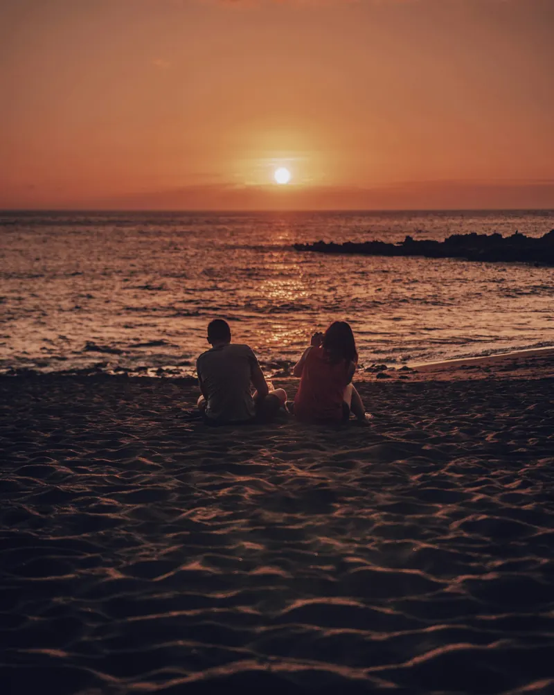 Couple at a sunset beach