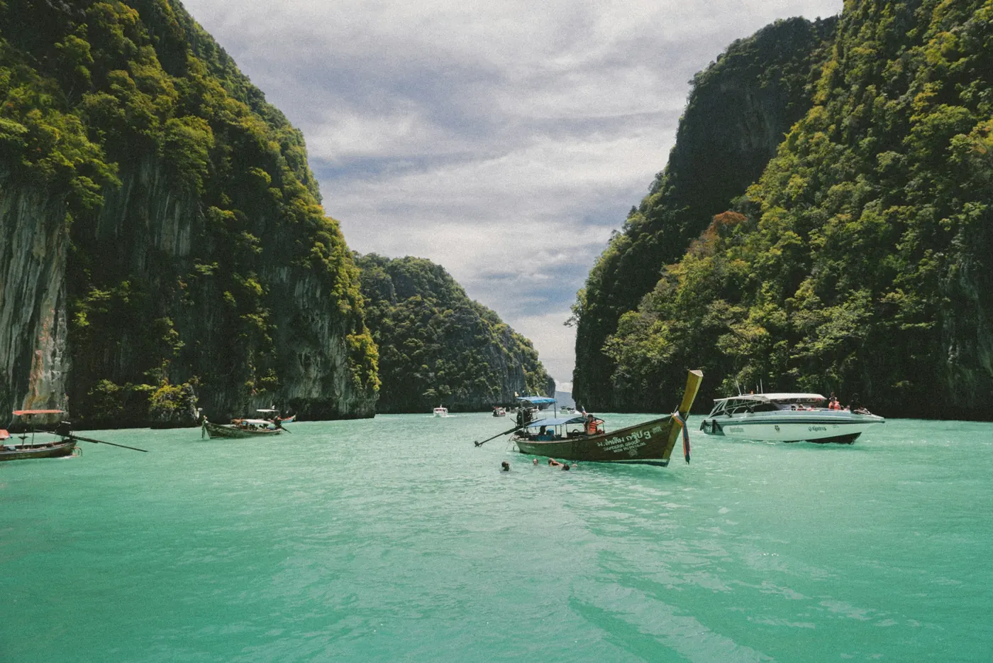 Boats in a Phi Phi island lagoon